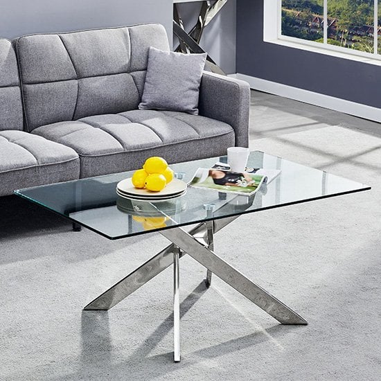 Daytona Clear Glass Coffee Table With Chrome Legs_1