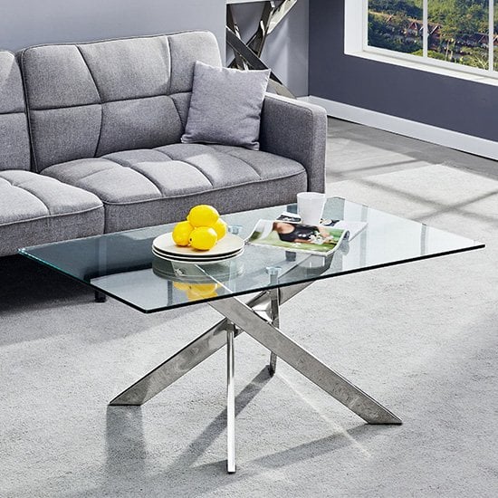 Read more about Daytona clear glass coffee table with chrome legs