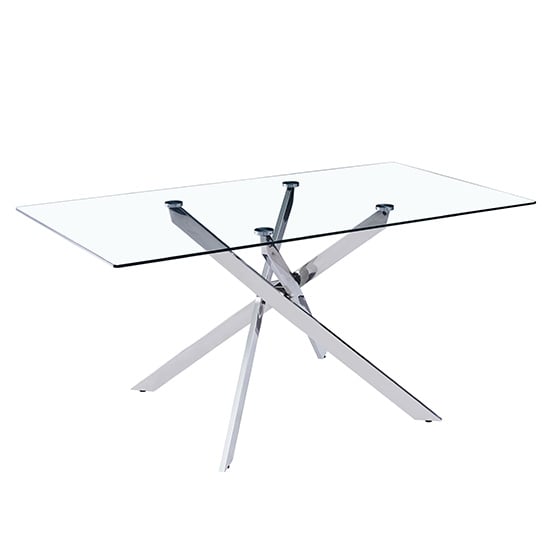 Daytona Large Clear Glass Dining Table With Chrome Legs_2