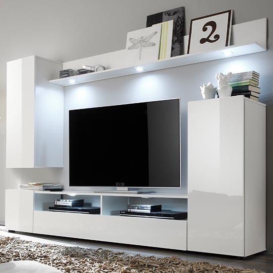 Delta Living Room Furniture Set 1 In White High Gloss With LED_1
