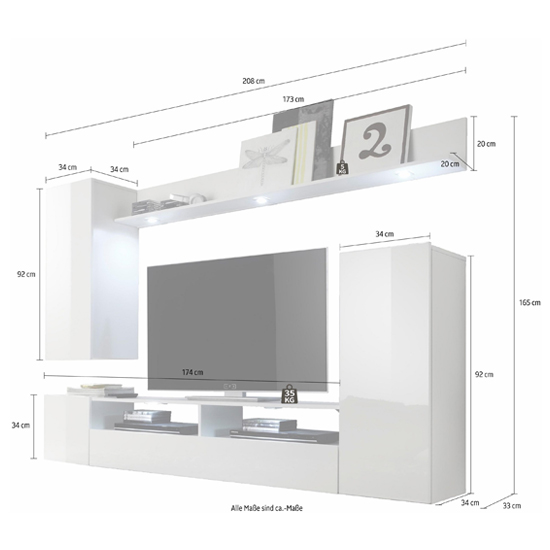 Delta Living Room Furniture Set 1 In White High Gloss With LED_5