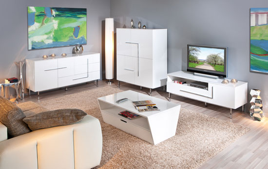 Letino III TV Stand In White High Gloss With 1 Door And 1 Drawer