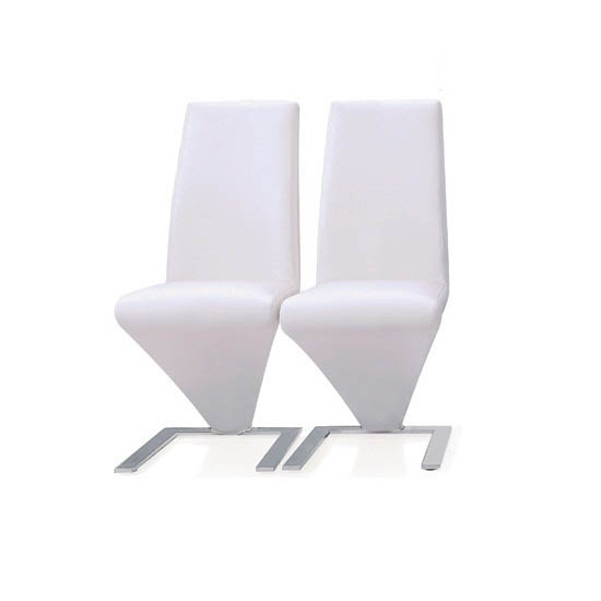 Demi Z Dining Chairs In White Faux Leather in A Pair Furniture in Fashion