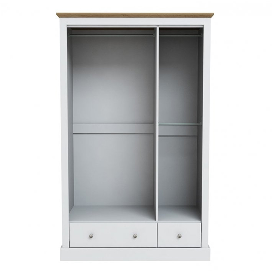 Didcot Wooden Wardrobe In White With 3 Doors And 2 Drawers_2