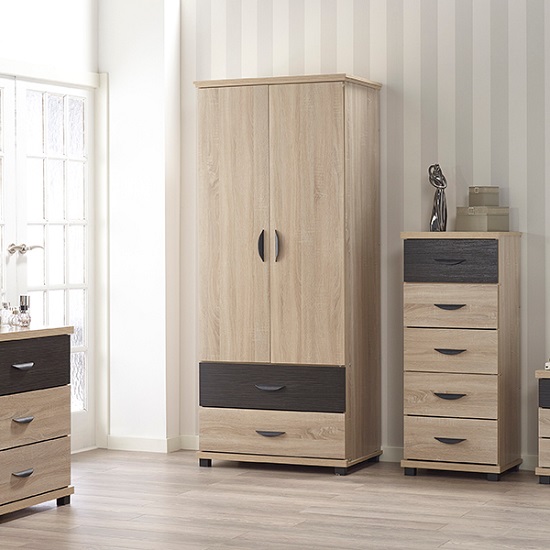 Photo of Margate wardrobe in sonoma oak and black with 2 doors