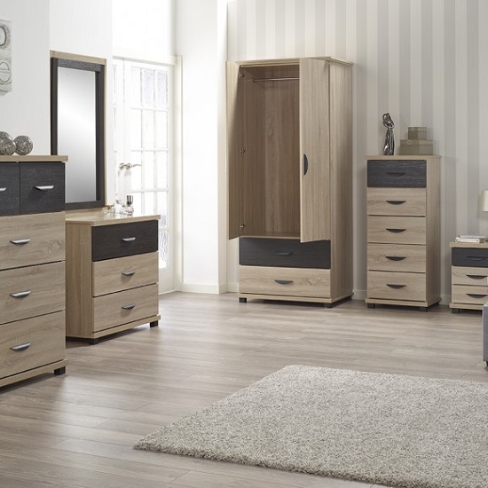 Margate Wardrobe In Sonoma Oak And Black With 2 Doors_6