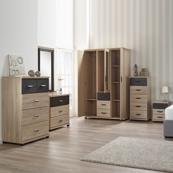 Margate Narrow Chest Of Drawers In Sonoma Oak And Black_5
