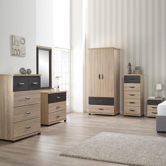 Margate Narrow Chest Of Drawers In Sonoma Oak And Black_4