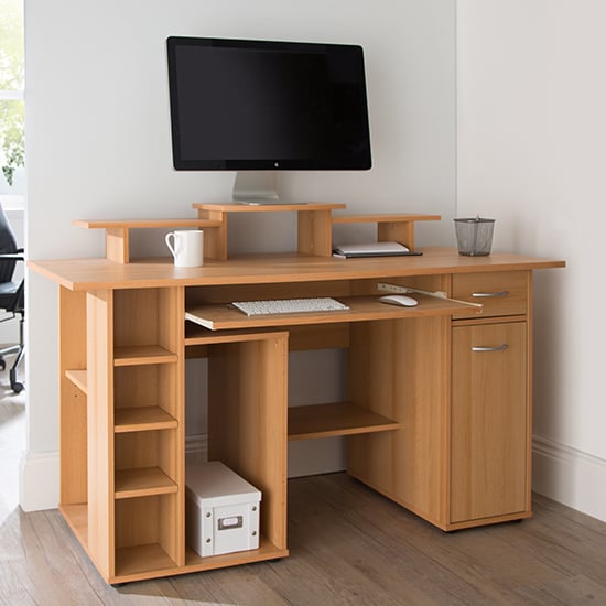 Product photograph of Drake Computer Work Station In Beech Effect from Furniture in Fashion