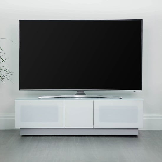 Read more about Crick lcd tv stand medium in white with glass door