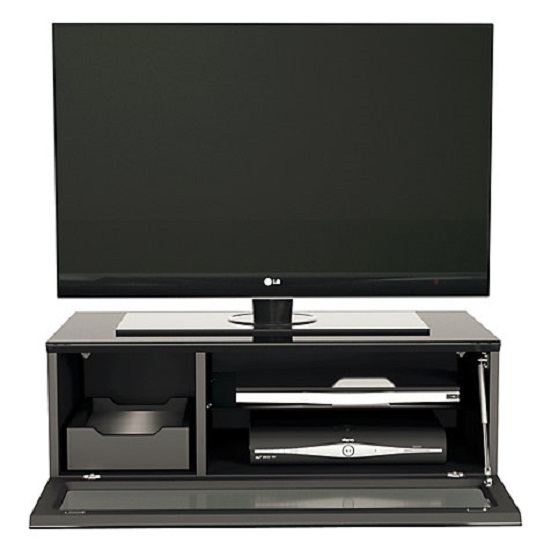 Crick LCD TV Stand Small In Black With Glass Door_6