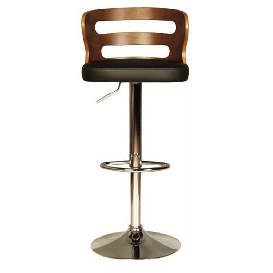 Dupont Bar Stool In Black PU And Walnut With Chrome Plated Base_1