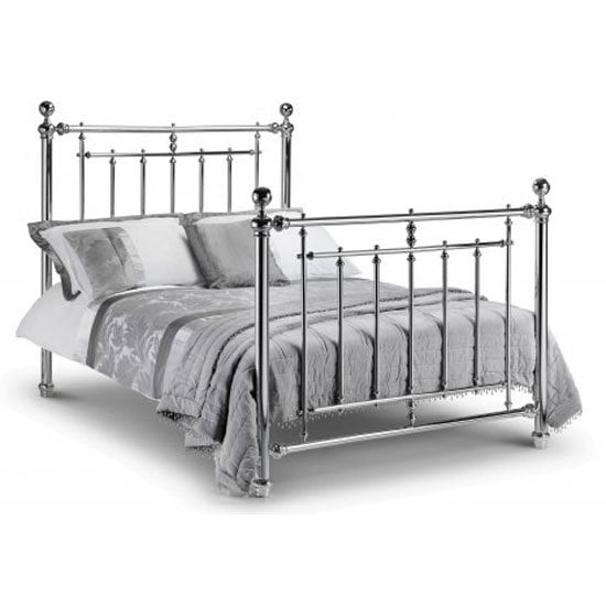 Product photograph of Eloise 135cm Metal Bed In Chrome Finish from Furniture in Fashion