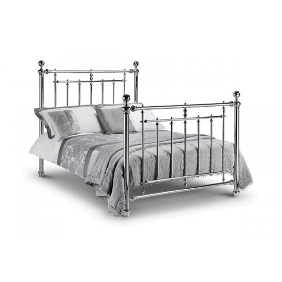 Product photograph of Eloise 150cm Metal Bed In Chrome Finish from Furniture in Fashion