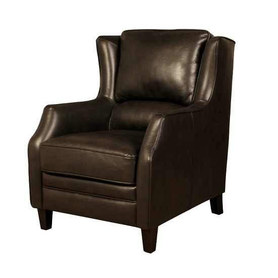 Halton Sofa Chair In Brown Leather Look Fabric With Wooden Legs