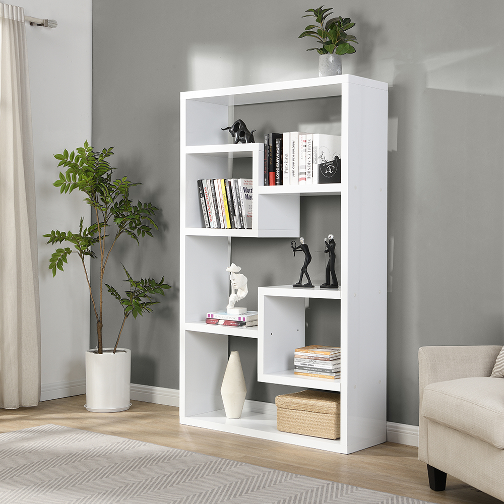 Product photograph of Escala Wide High Gloss Display Shelving Unit In White from Furniture in Fashion