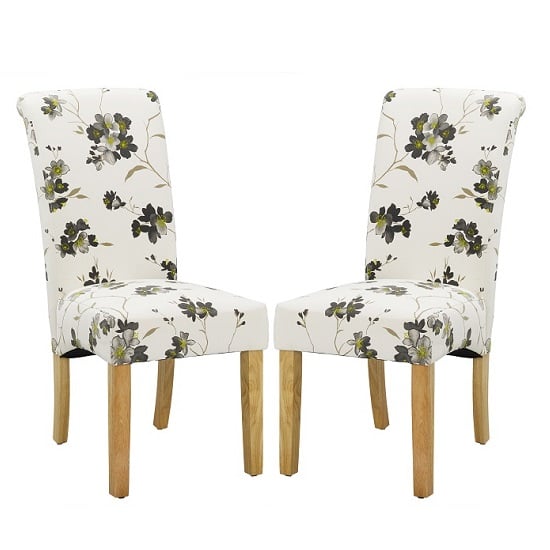 FREYA ANGLE SHOT LPD - Freda Dining Chair In Floral Fabric with oak legs