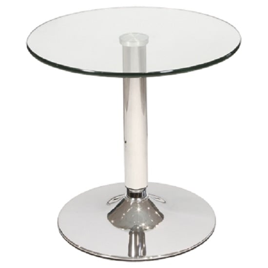 Read more about Belize round clear glass bistro side table with chrome base