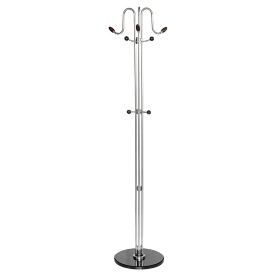 Modern Coat Stand In Chrome With Dark Wood Effect Hangers Furniture