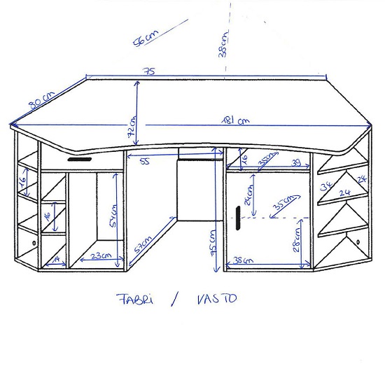 Fabri Wooden Corner Computer Desk In White With Black Door_2