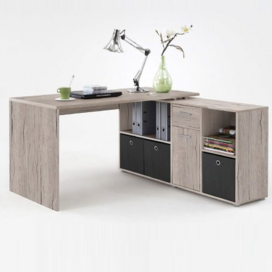 Read more about Flexi wooden corner computer desk in sand oak