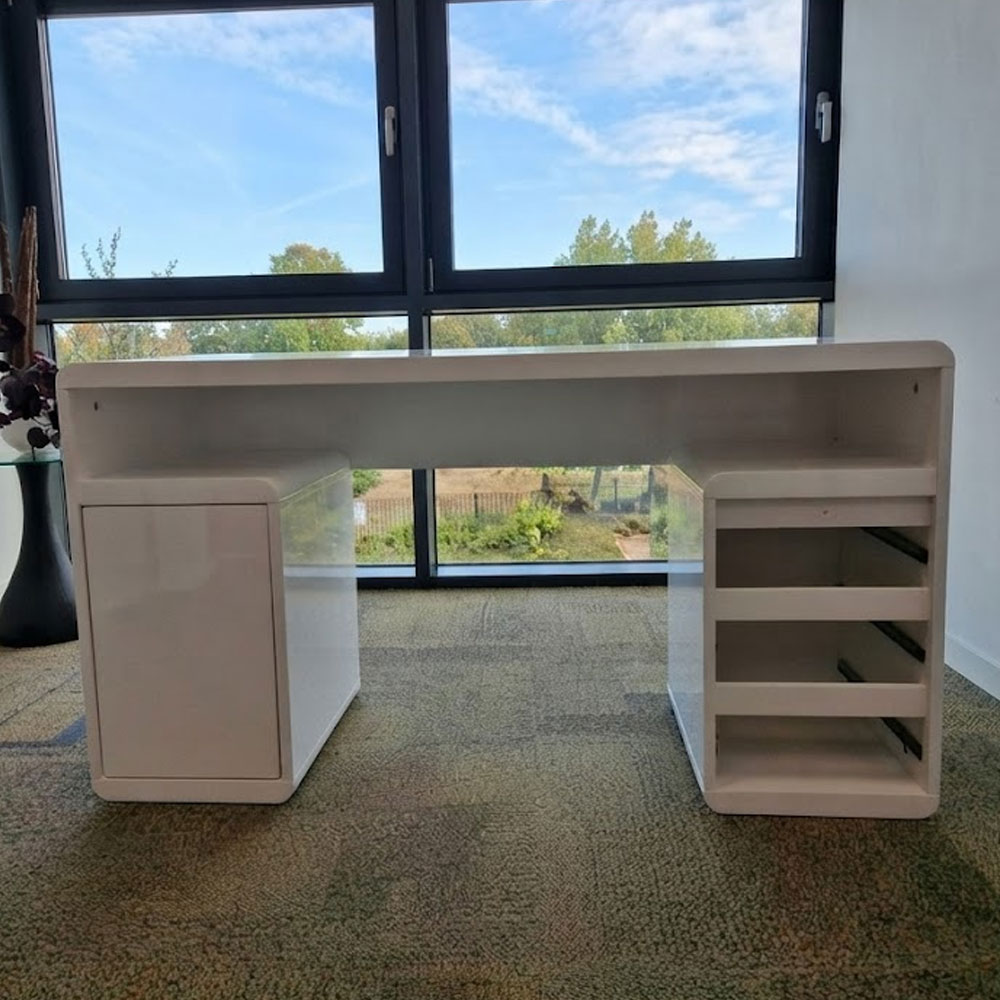 Florentine Gloss Computer Desk With 1 Door 3 Drawers In White