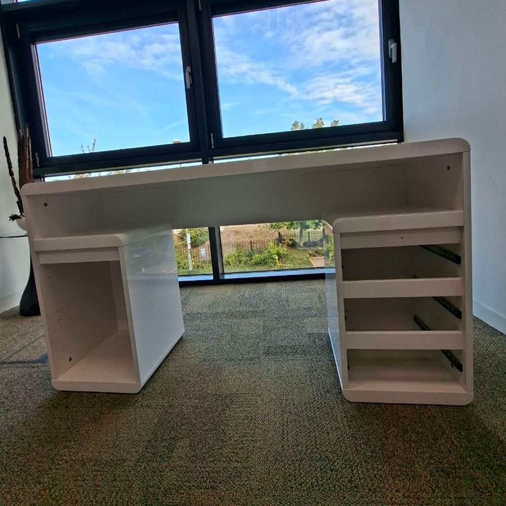 Florentine Gloss Computer Desk With 1 Door 3 Drawers In White