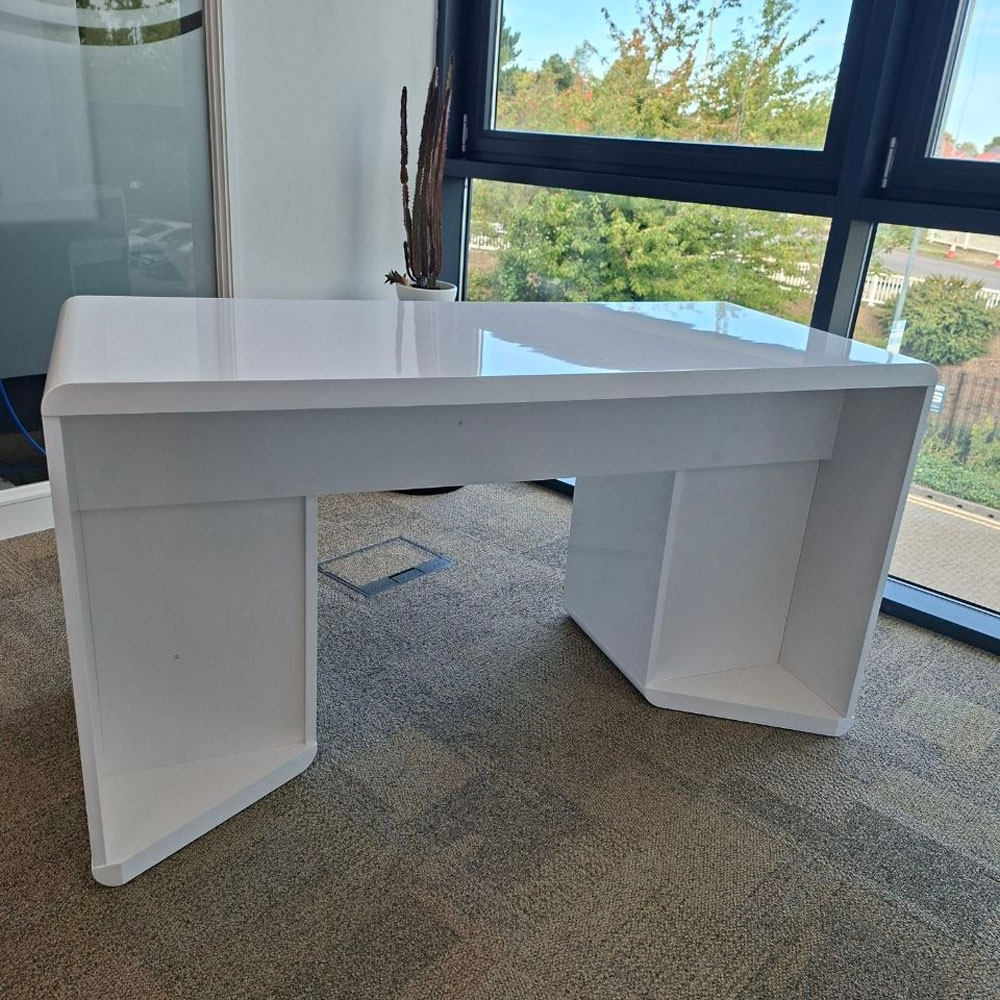 Florentine Gloss Computer Desk With 1 Door 3 Drawers In White