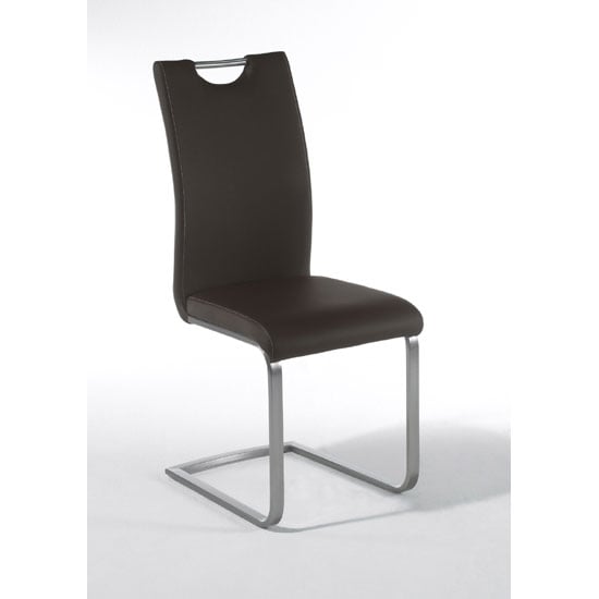 Product photograph of Paulo Brown Faux Leather Dining Chair With Handle Hole from Furniture in Fashion