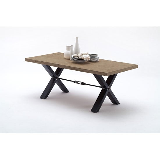 Read more about Gavi acacia grey wooden dining table with metal legs