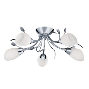 Photo of Gardenia chrome semi-flush with crystal detail and opal glass sh