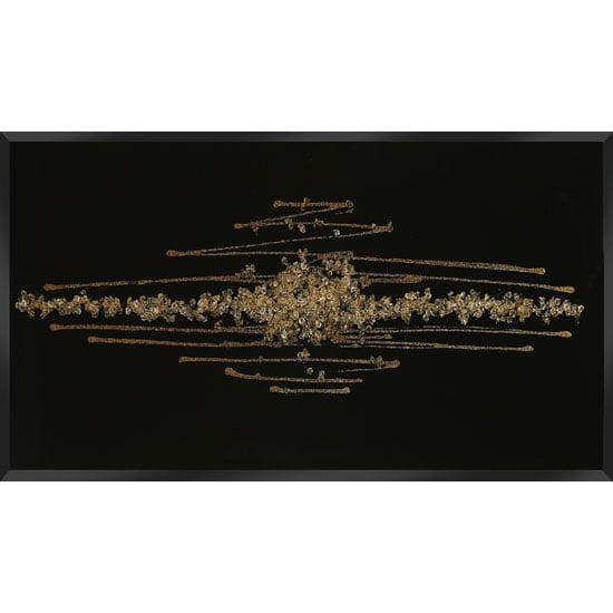 Read more about Amaze glass wall art in black with champagne glitter crystals