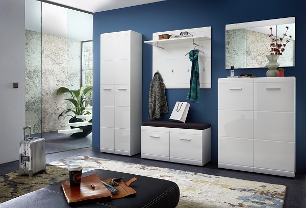 Adrian Shoe Bench In White High Gloss Fronts With 2 Doors_4