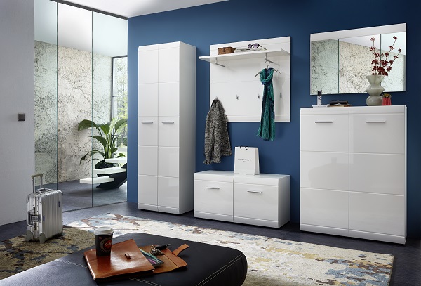 Adrian Shoe Bench In White High Gloss Fronts With 2 Doors_5