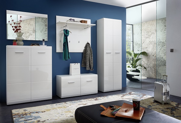 Adrian Shoe Bench In White High Gloss Fronts With 2 Doors_6