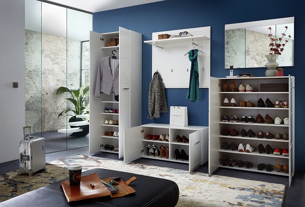 Adrian Shoe Bench In White High Gloss Fronts With 2 Doors_7