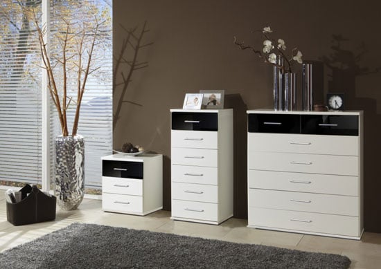 Gastineau Chest Of Drawers In White And Black With 6 Drawers