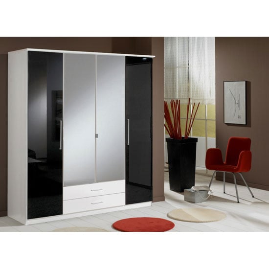 Read more about Gastineau 4 door wardrobe in alpine white with drawer and mirror