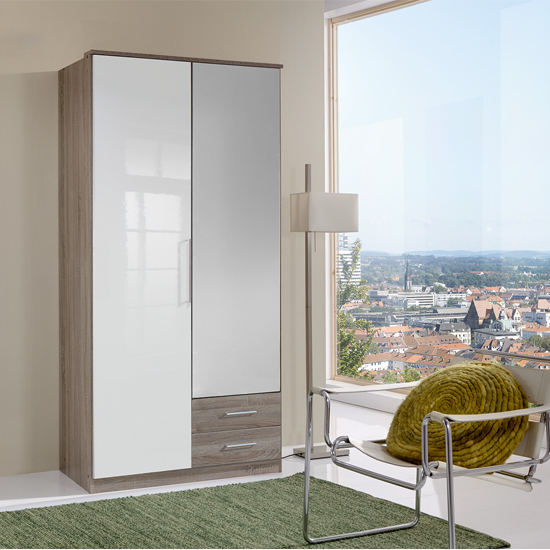 Gastineau 2 Door Wardrobe In Montana Oak With Mirror Furniture