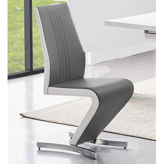 Read more about Gia faux leather dining chair in grey and white