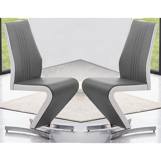 Gia Grey And White Faux Leather Dining Chairs In Pair_1