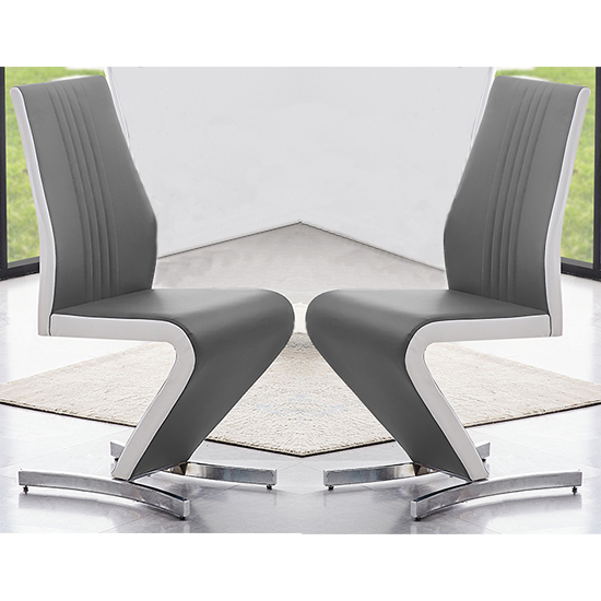 Read more about Gia grey and white faux leather dining chairs in pair