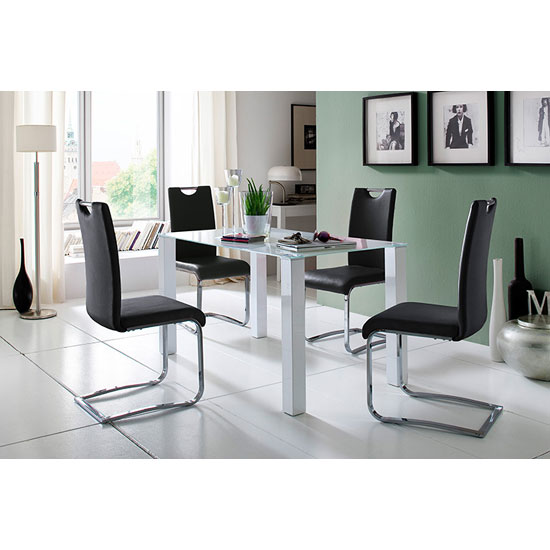 Hanna Rectangular Glass Dining Table With 6 Louis Chair In Black
