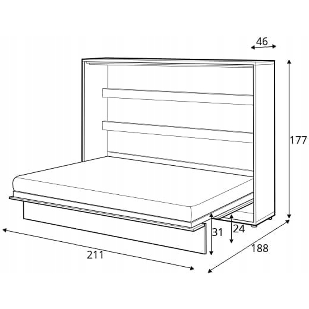 Halifax Horizontal Wall Wooden King Size Bed In Artisan Oak