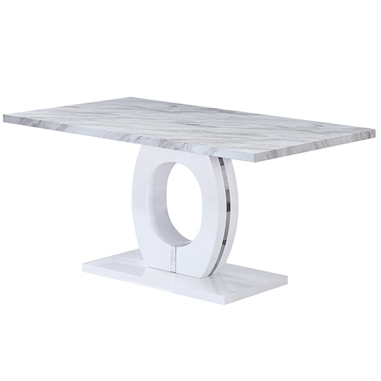 Halo Magnesia Marble Effect Dining Table 6 Vesta Grey Chairs_2