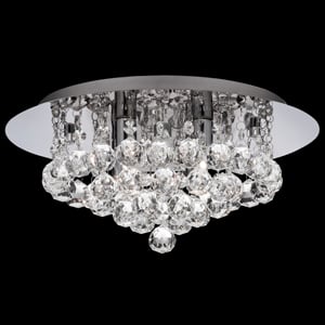 Hanna Chrome Flush Crystal Ball 4 Light Ceiling Light