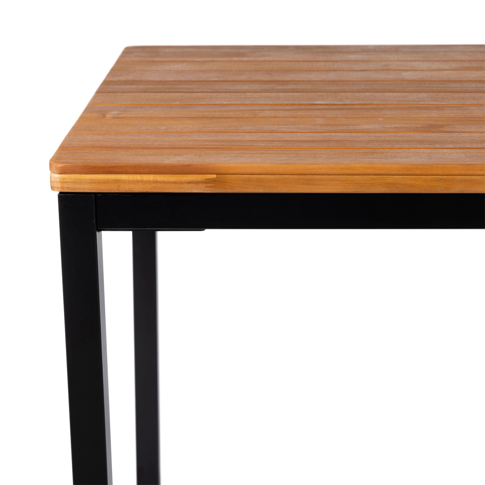 Helena Rectangular Solid Acacia Wood Top Bar Table with Black Base