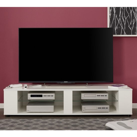 Hennes Wall And Floor LED TV Stand In White High Gloss_3
