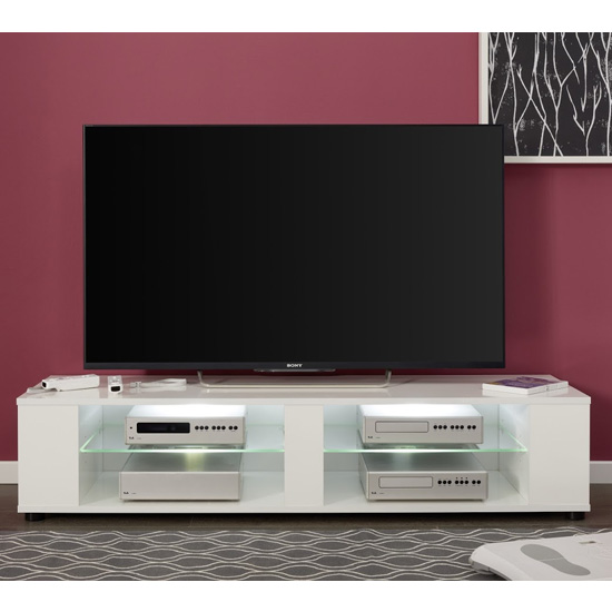 Hennes Wall And Floor LED TV Stand In White High Gloss_1
