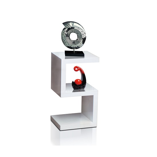 High Gloss Side Lamp Tables Uk Furniture In Fashion Miami Side Table In White High Gloss With S Shape Design